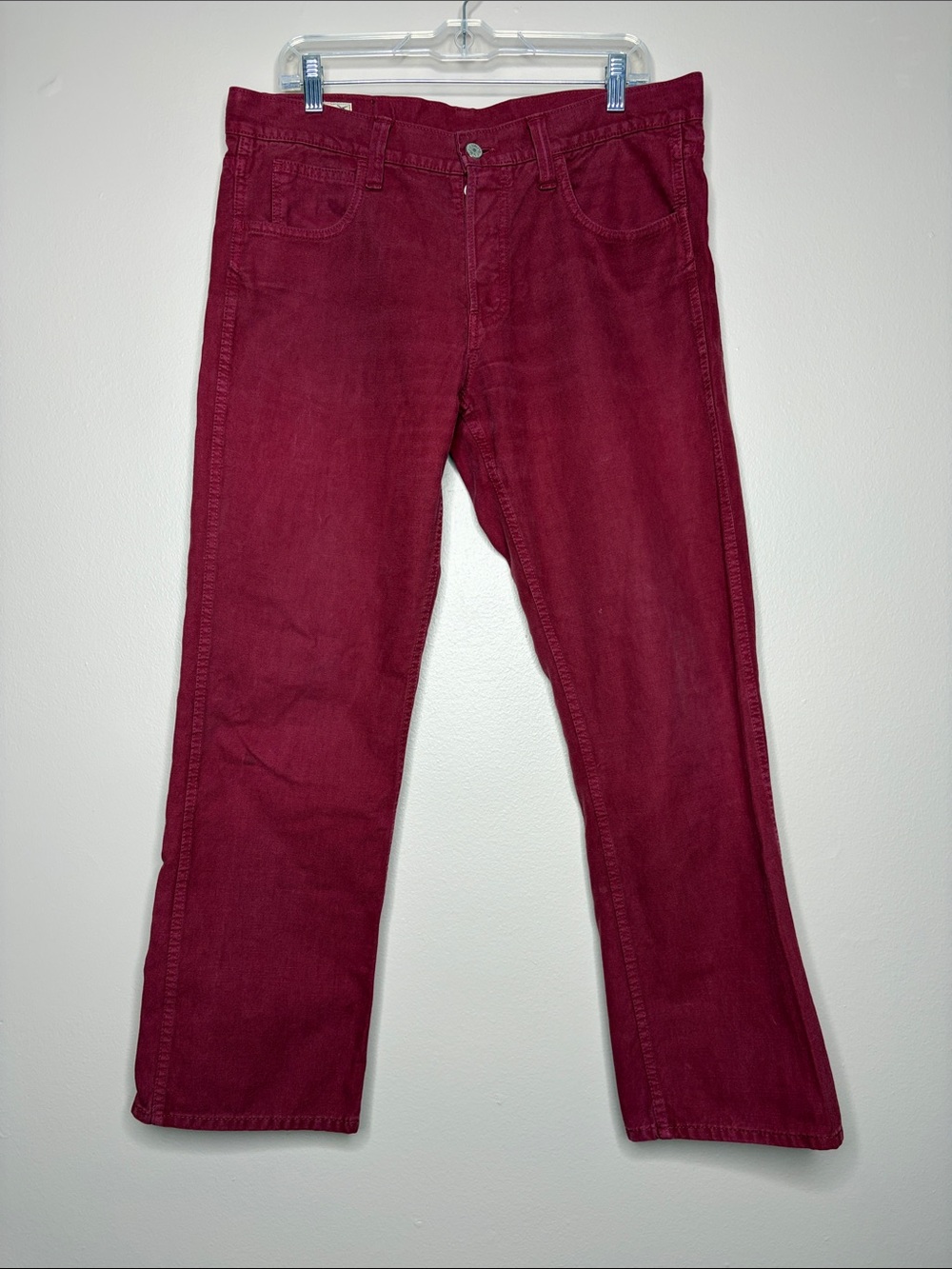 Dry Bones Japan Premium Overdyed Crimson Red Denim Jeans W34 Magic Motion Patch